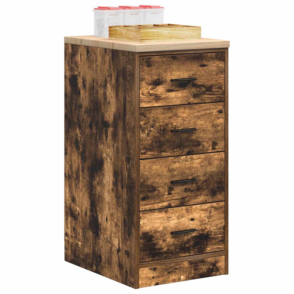 Garage Storage Cabinet Smoked Oak Solid Pine