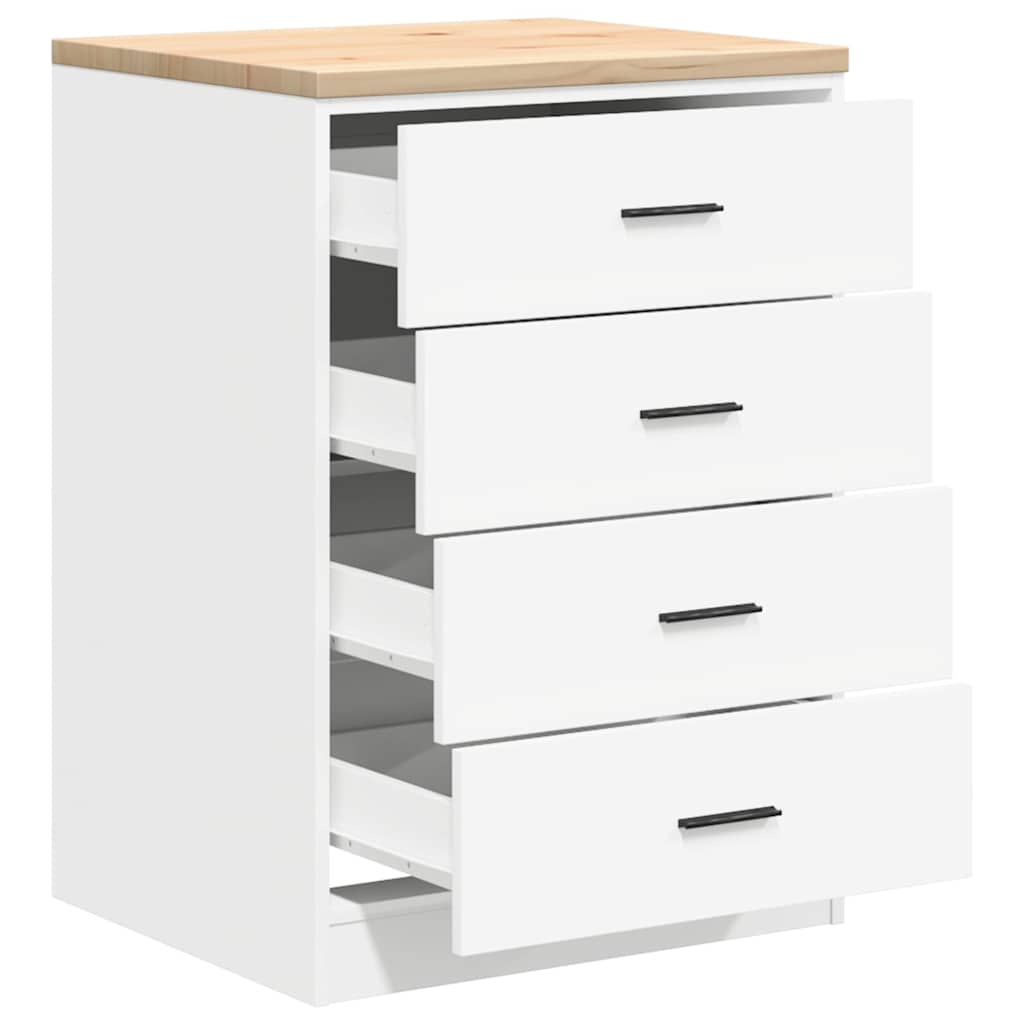 Garage Storage Cabinet White 60x51x85 cm Solid Pine