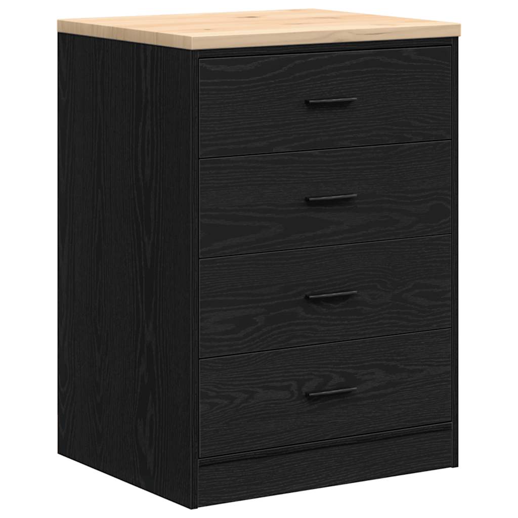 Garage Storage Cabinet Black Solid Pine