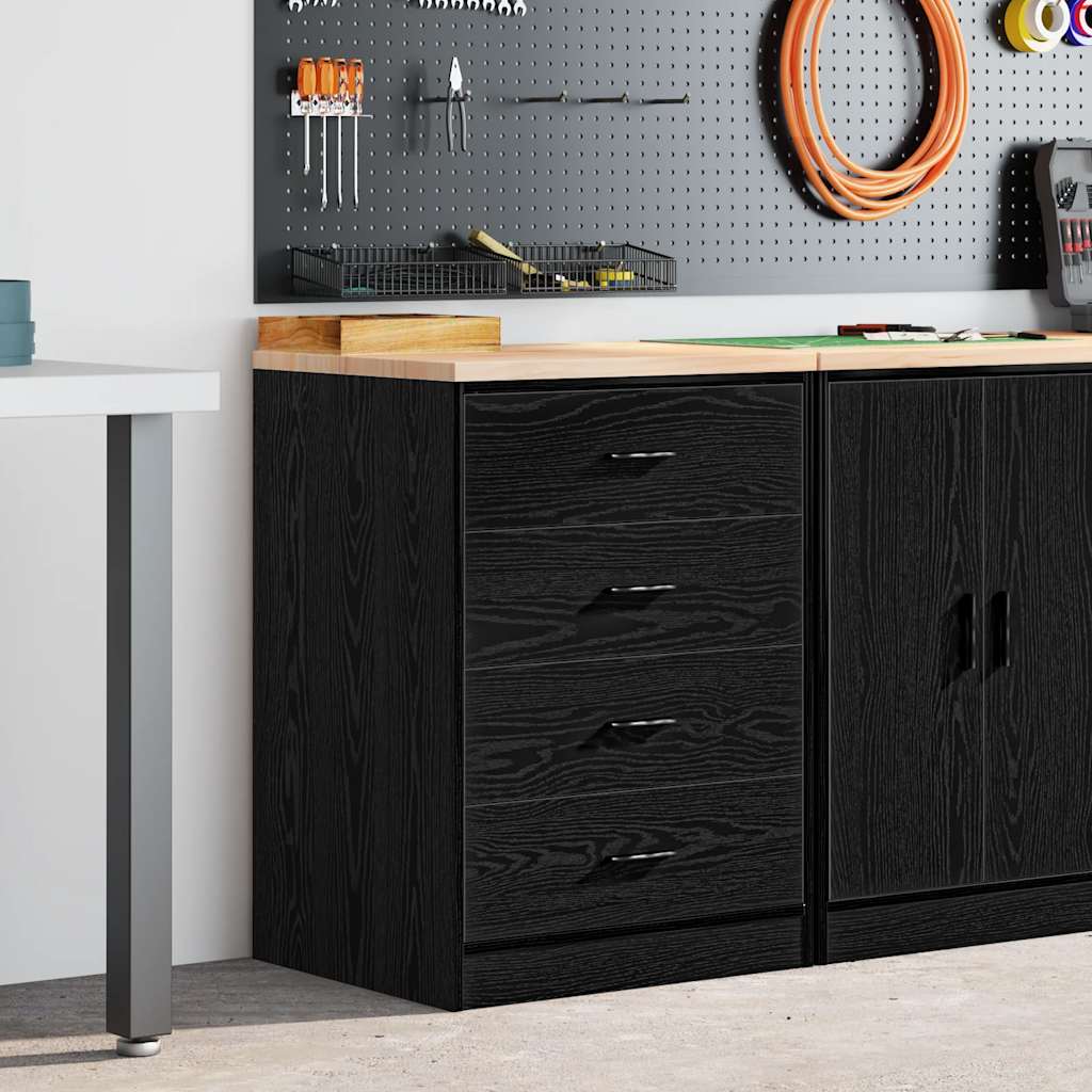 Garage Storage Cabinet Black Solid Pine