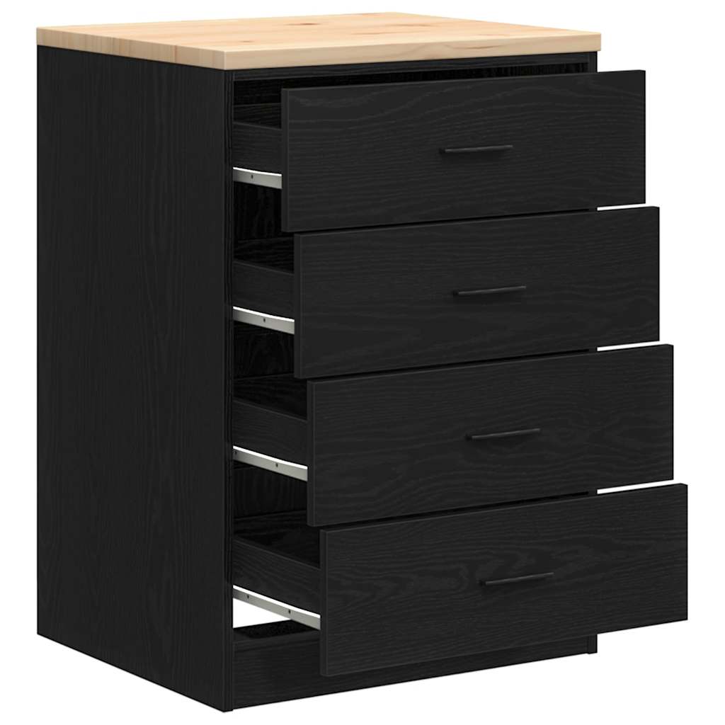 Garage Storage Cabinet Black Solid Pine