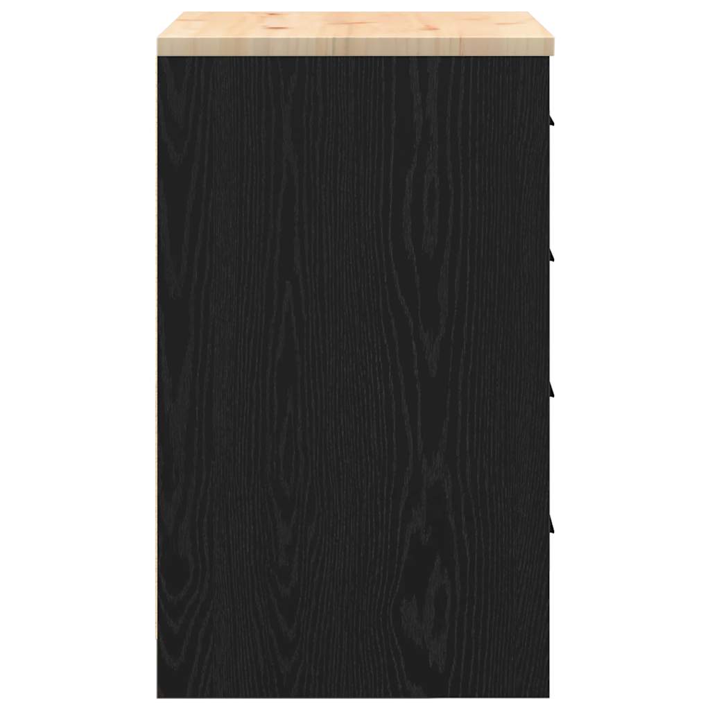 Garage Storage Cabinet Black Solid Pine