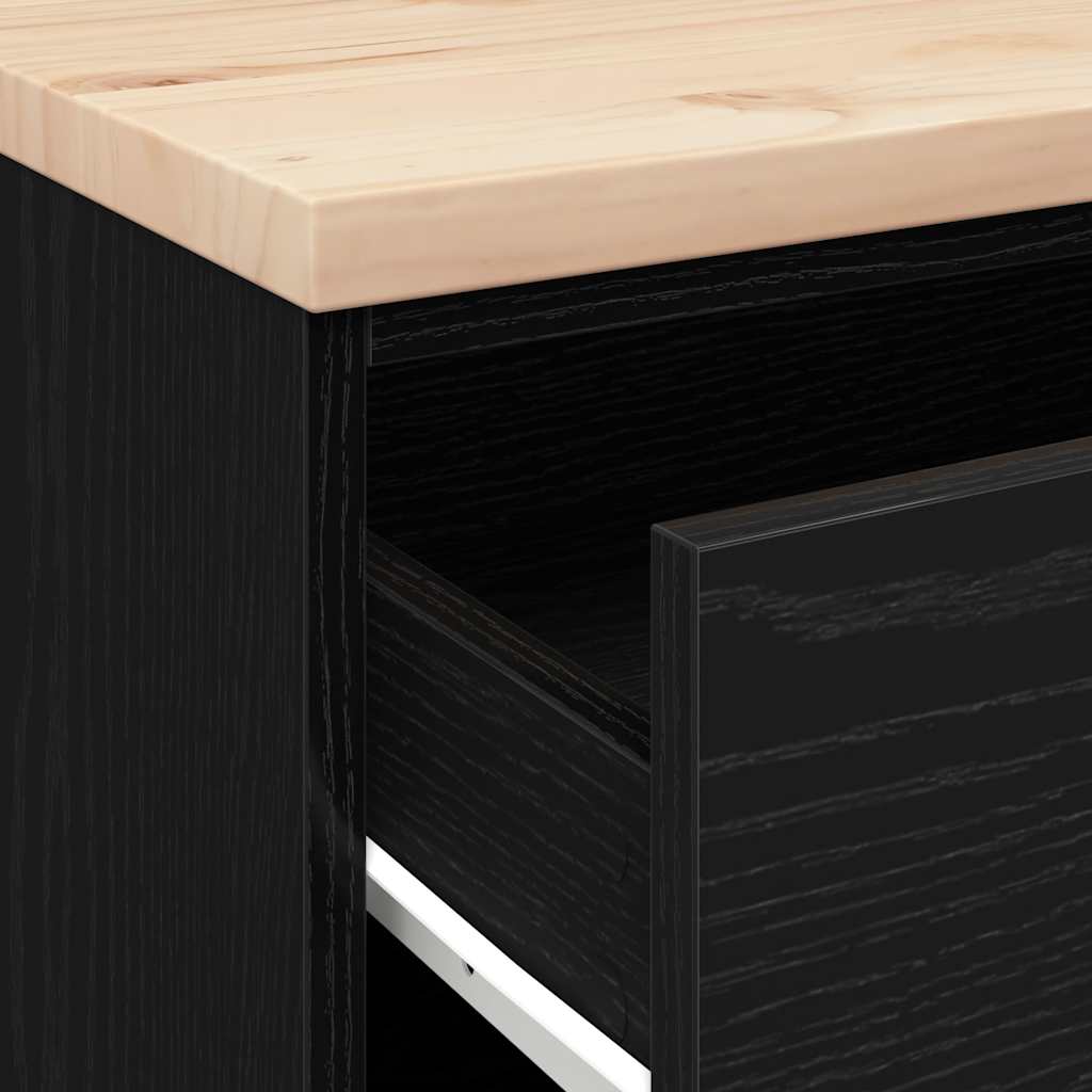 Garage Storage Cabinet Black Solid Pine