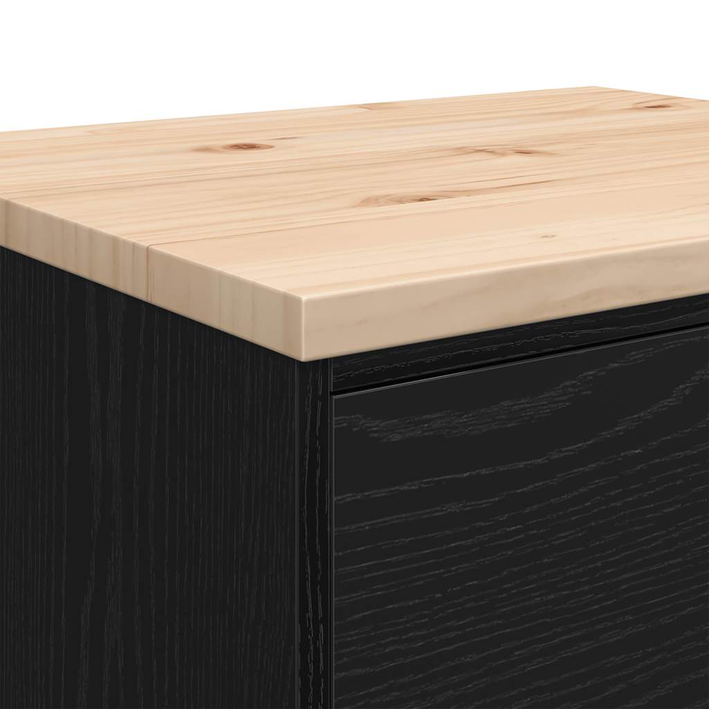 Garage Storage Cabinet Black Solid Pine