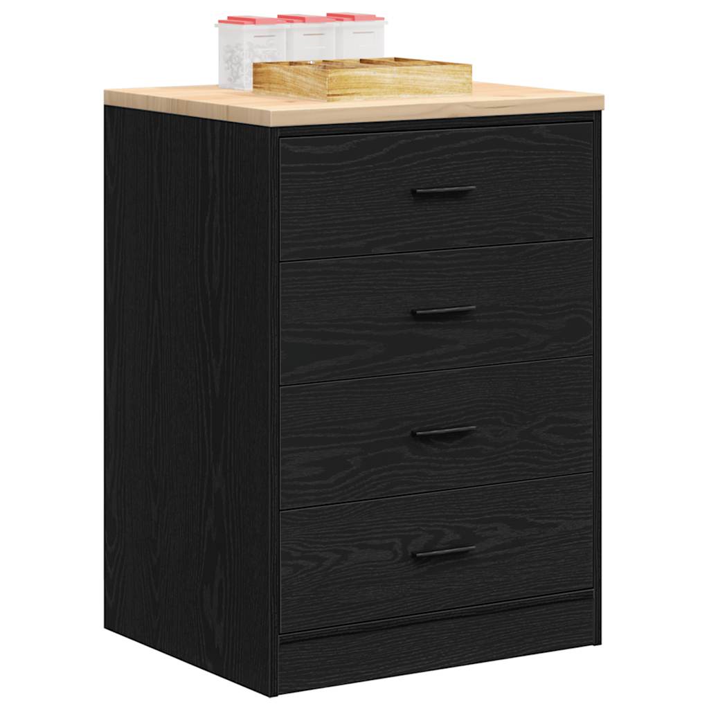 Garage Storage Cabinet Black Solid Pine