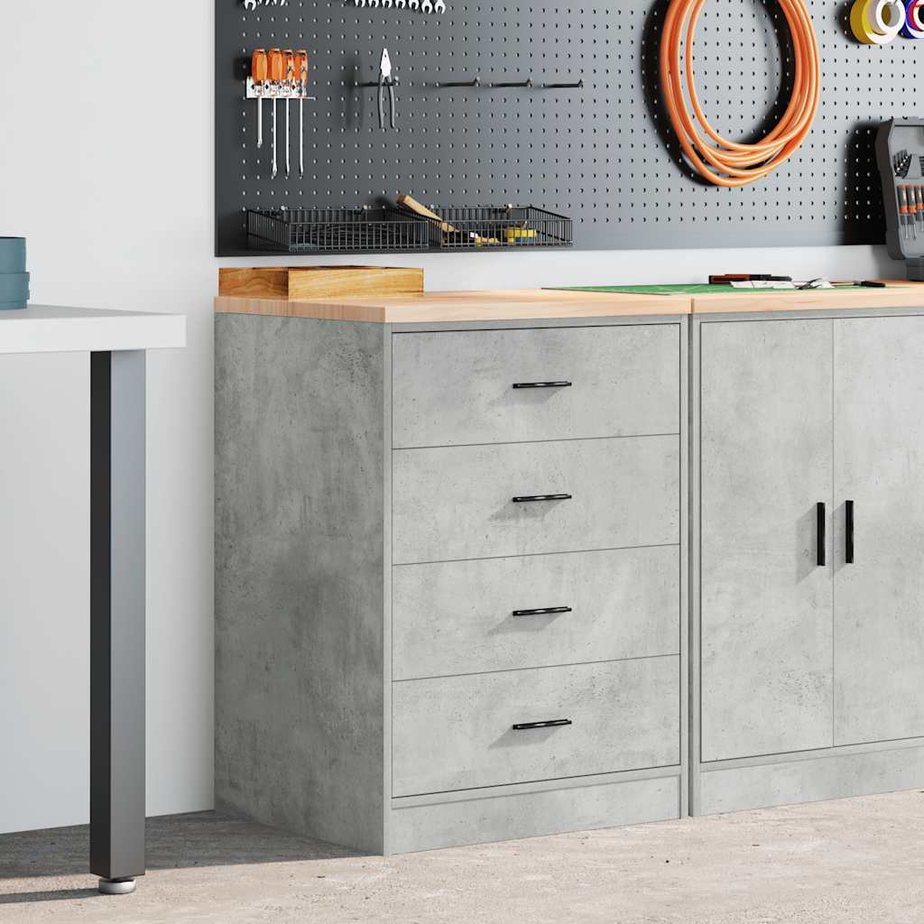 Garage Storage Cabinet Concrete Gray Solid Pine