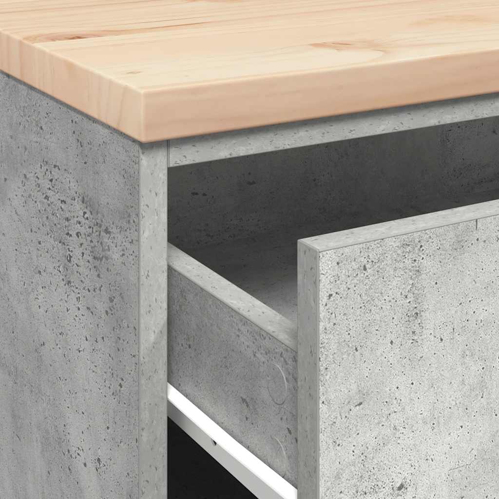 Garage Storage Cabinet Concrete Gray Solid Pine