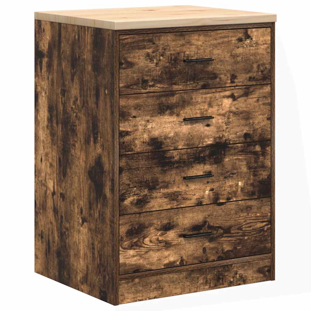 Garage Storage Cabinet Smoked Oak Solid Pine