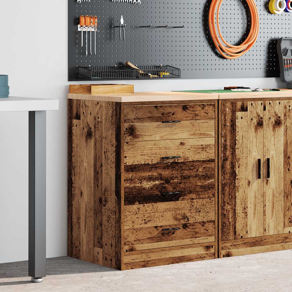 Garage storage cabinet reclaimed wood look solid pine