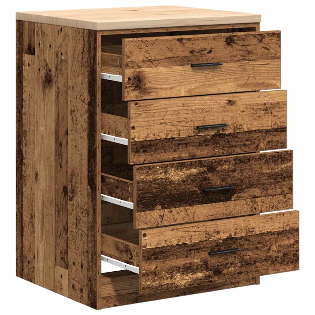 Garage storage cabinet reclaimed wood look solid pine