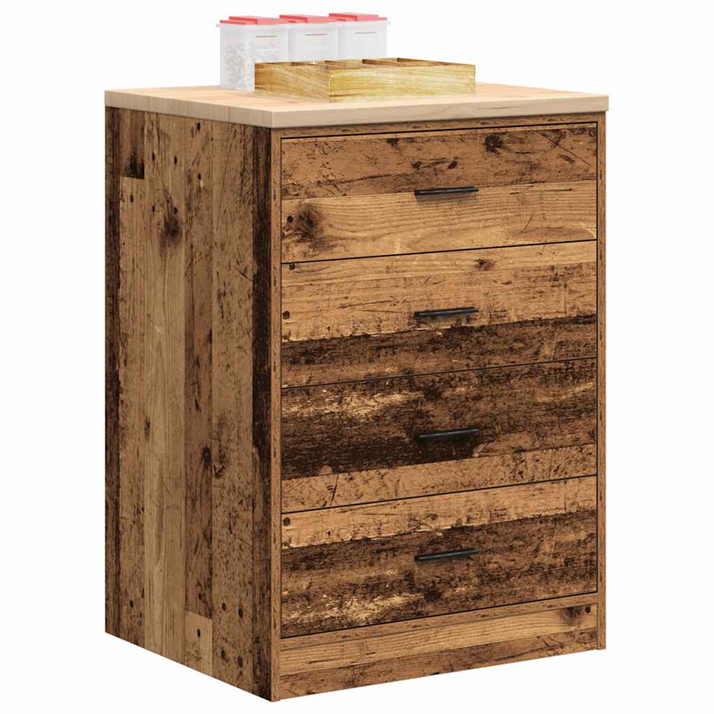 Garage storage cabinet reclaimed wood look solid pine