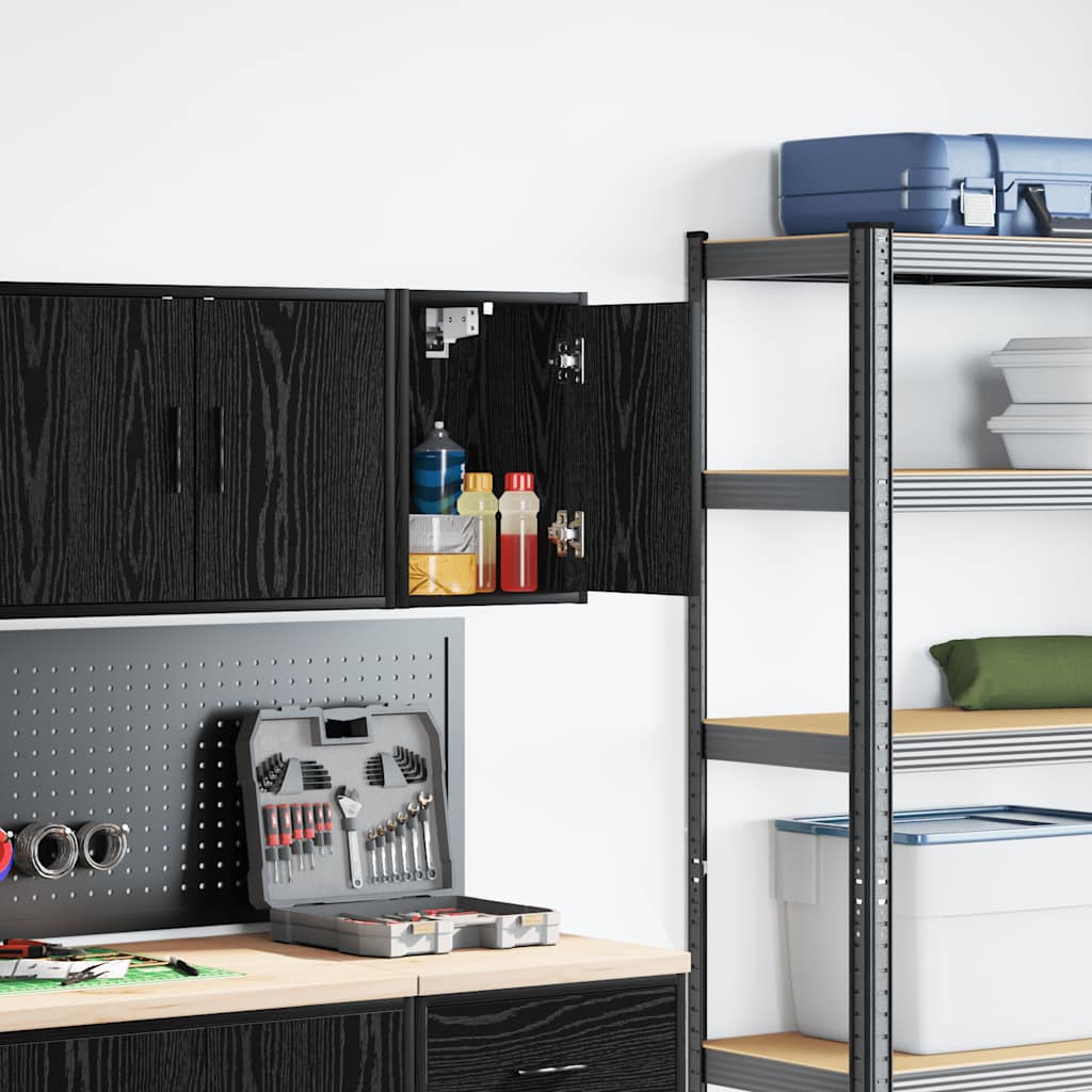 Garage Wall Cabinet Black Wood Material