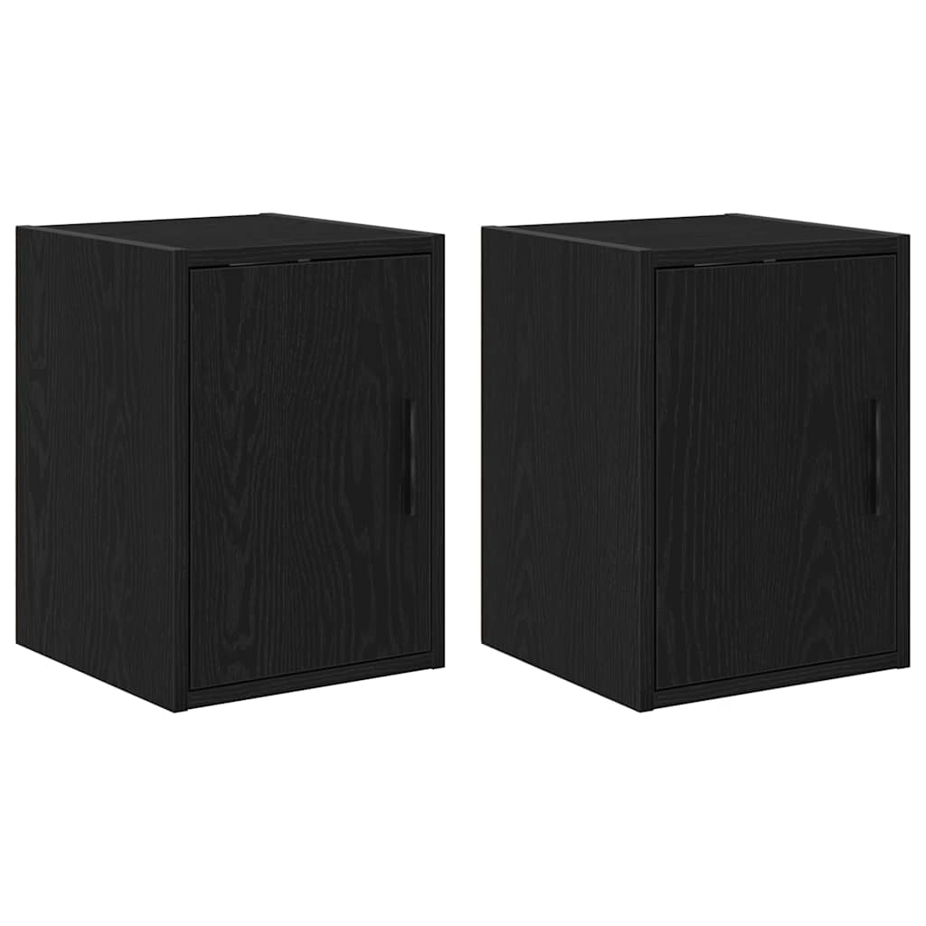 Garage Wall Cabinets 2 pcs. Black Wood Material