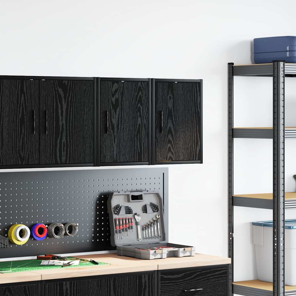 Garage Wall Cabinets 2 pcs. Black Wood Material