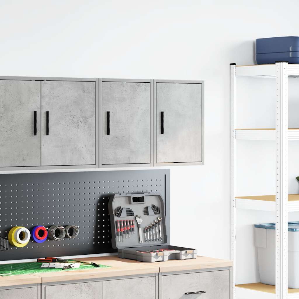 Garage wall cabinets 2 pcs. Concrete gray wood material