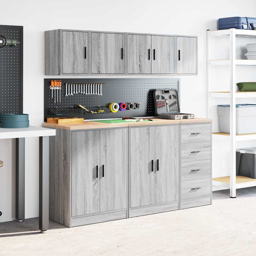 Garagen-Wandschrank Grau Sonoma Holzwerkstoff