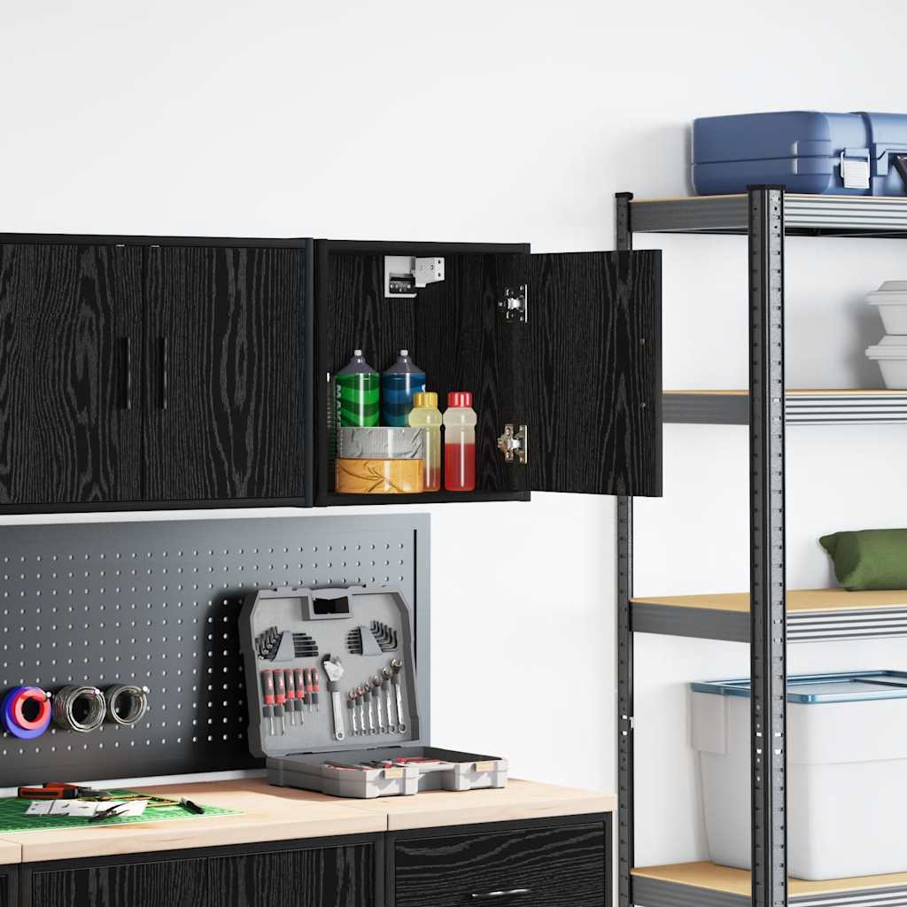 Garage Wall Cabinet Black Wood Material