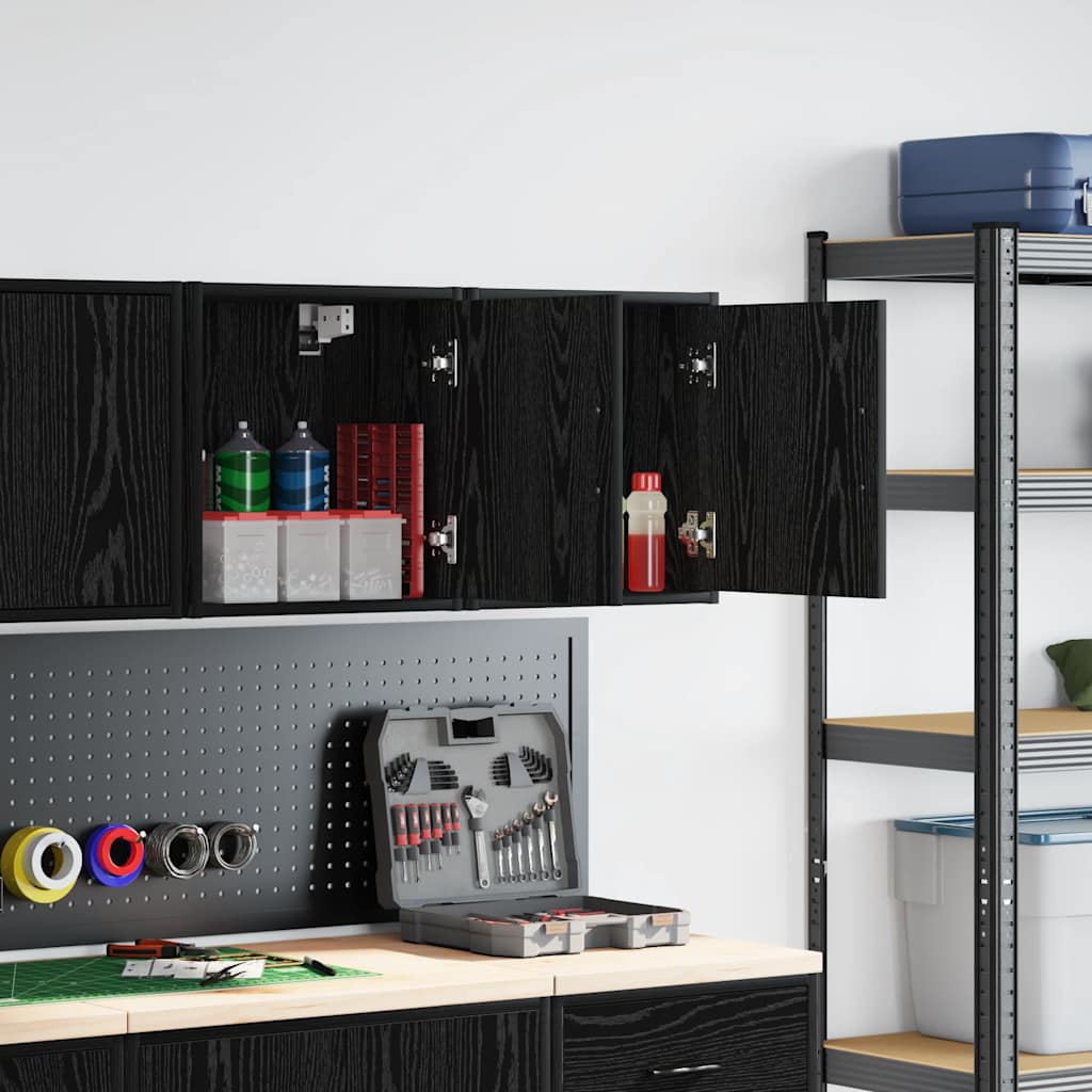 Garage Wall Cabinets 2 pcs. Black Wood Material