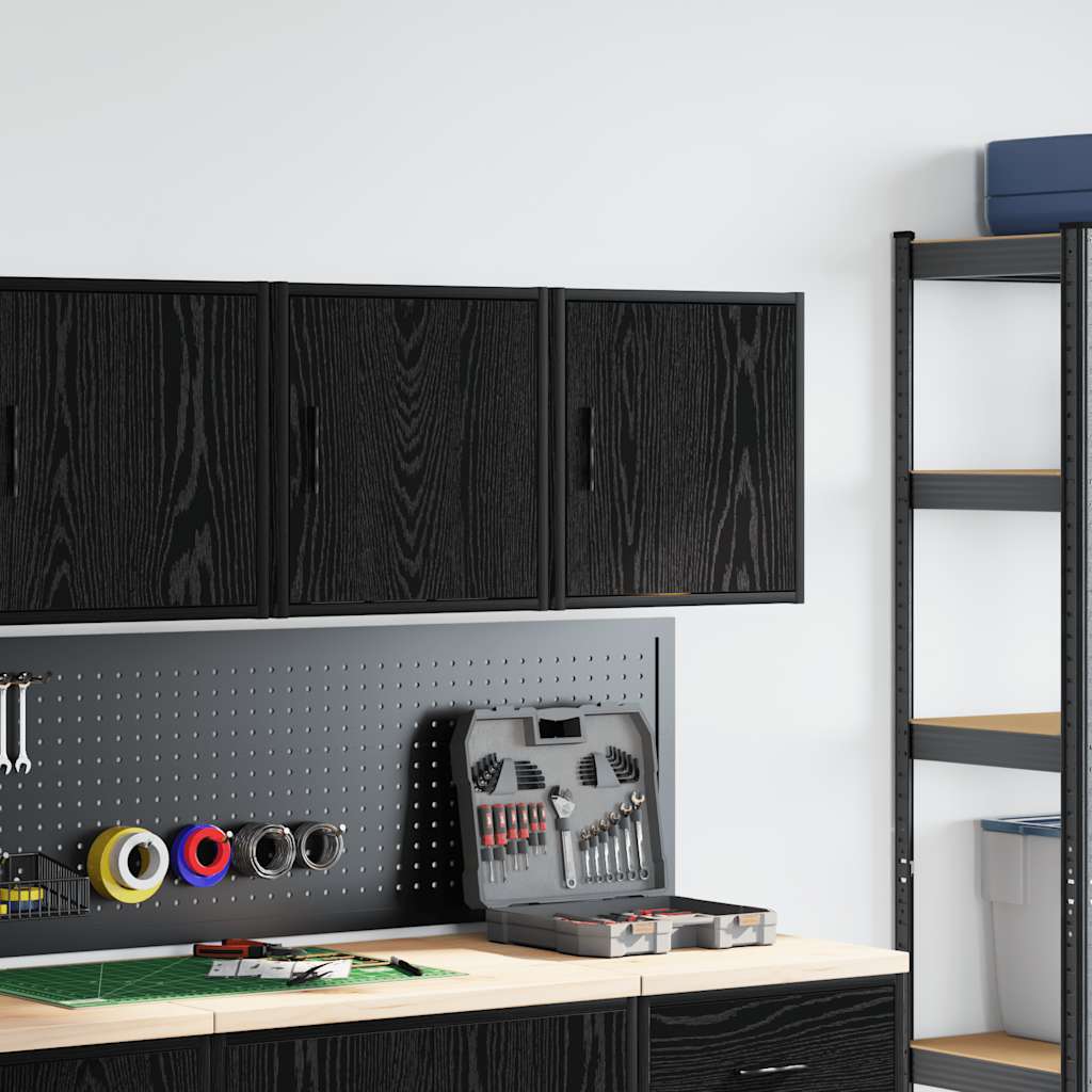 Garage Wall Cabinets 2 pcs. Black Wood Material