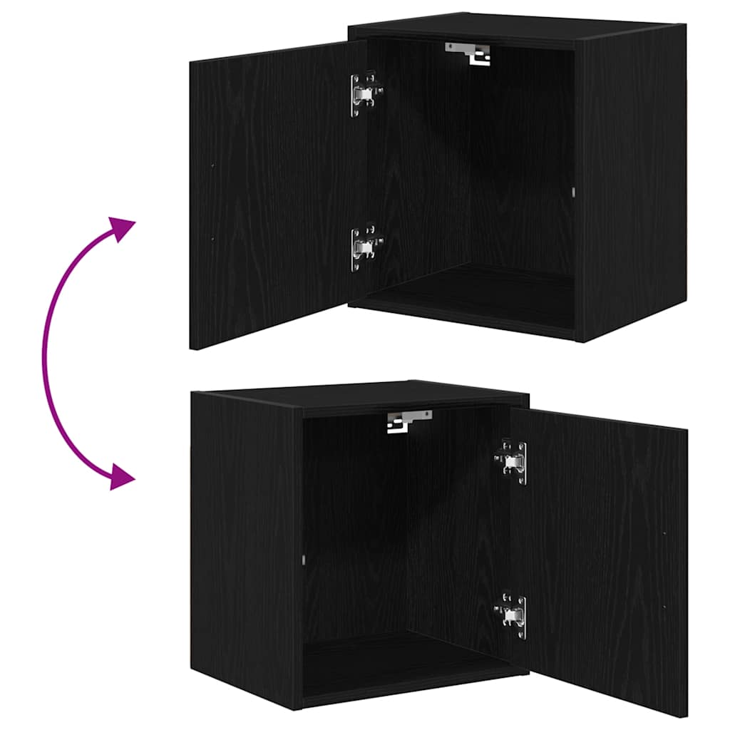 Garage Wall Cabinets 2 pcs. Black Wood Material