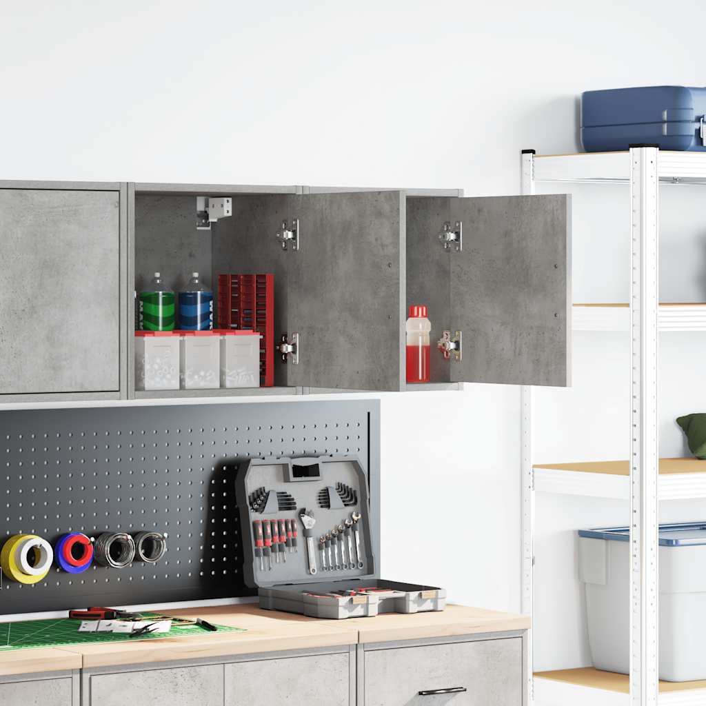 Garage wall cabinets 2 pcs. Concrete gray wood material