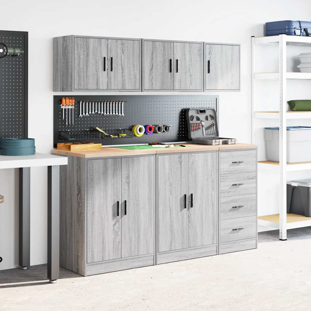 Garagen-Wandschrank Grau Sonoma Holzwerkstoff