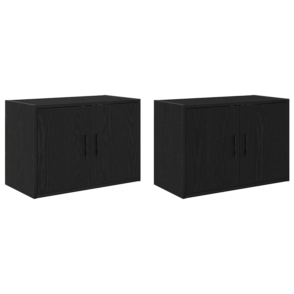 Garage Wall Cabinets 2 pcs. Black Wood Material