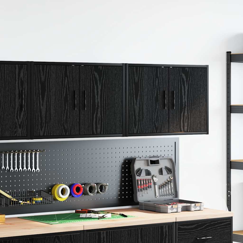 Garage Wall Cabinets 2 pcs. Black Wood Material