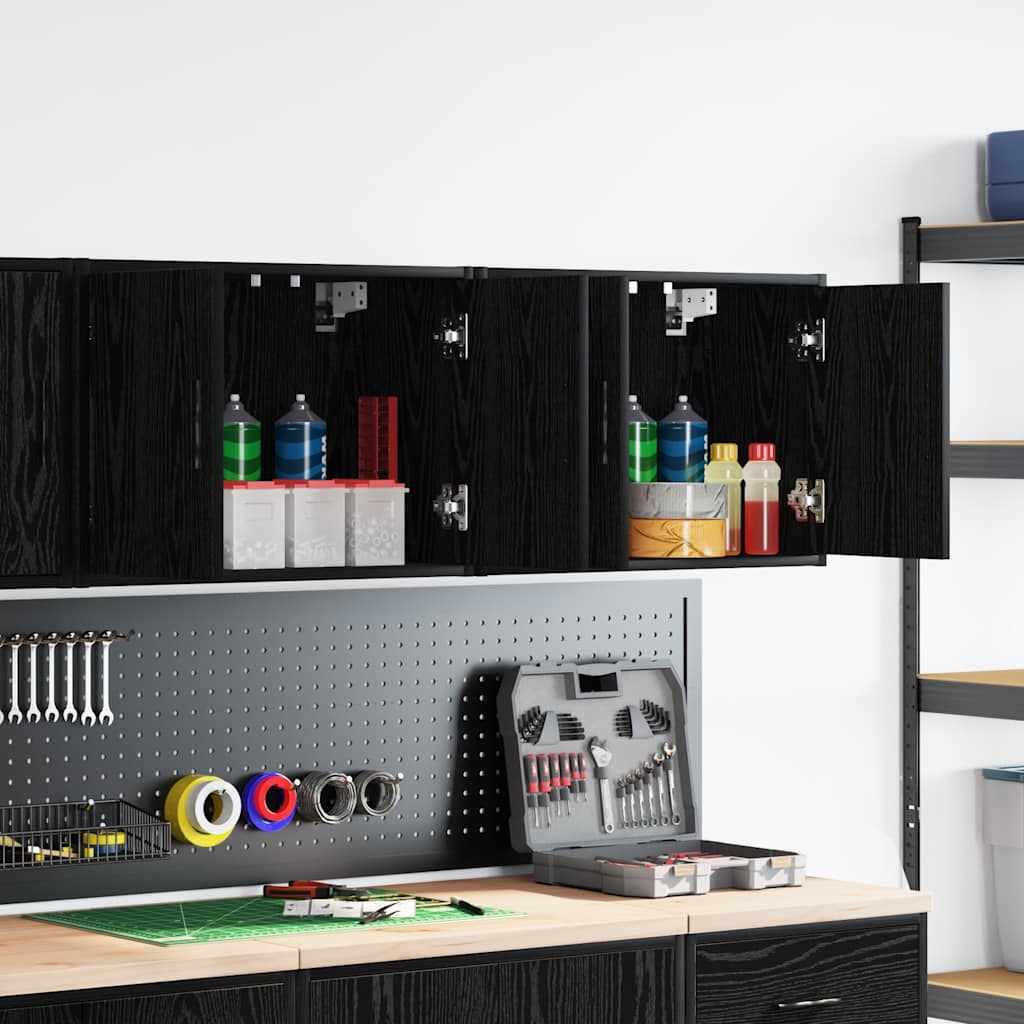 Garage Wall Cabinets 2 pcs. Black Wood Material