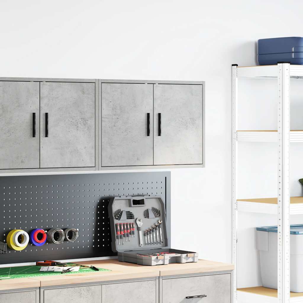 Garage wall cabinet concrete gray wood material