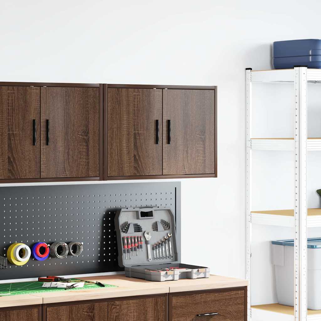 Garage Wall Cabinet Brown Oak Look Wood Material