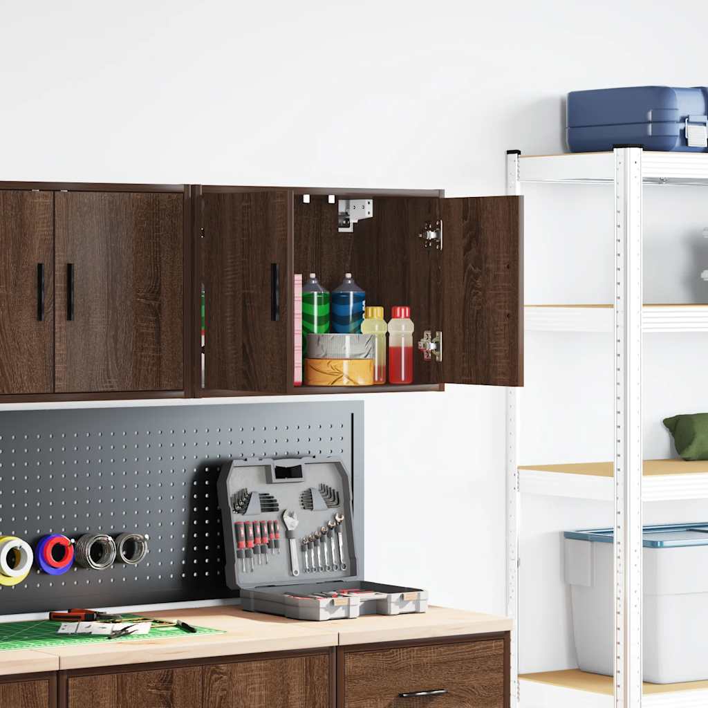 Garage Wall Cabinet Brown Oak Look Wood Material