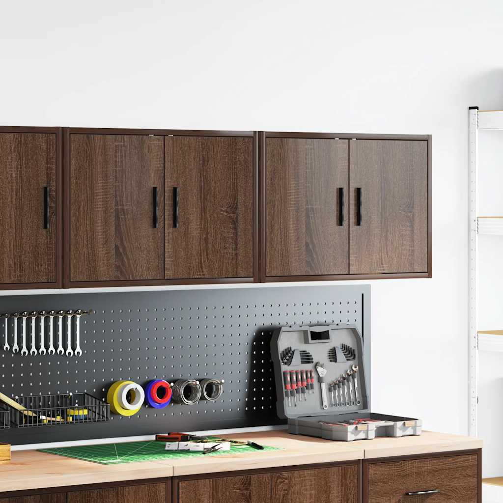 Garage wall cabinets 2 pcs. Brown oak look wood material