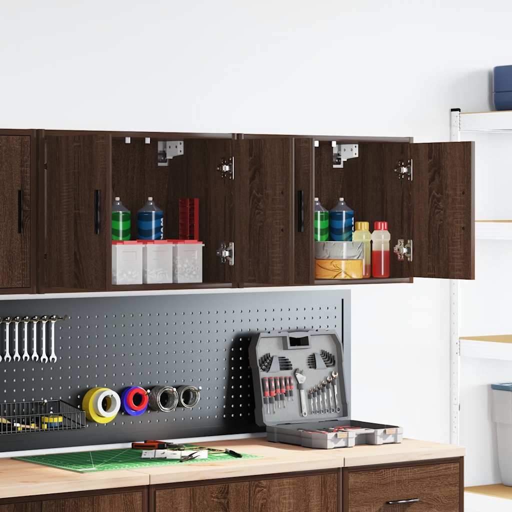 Garage wall cabinets 2 pcs. Brown oak look wood material