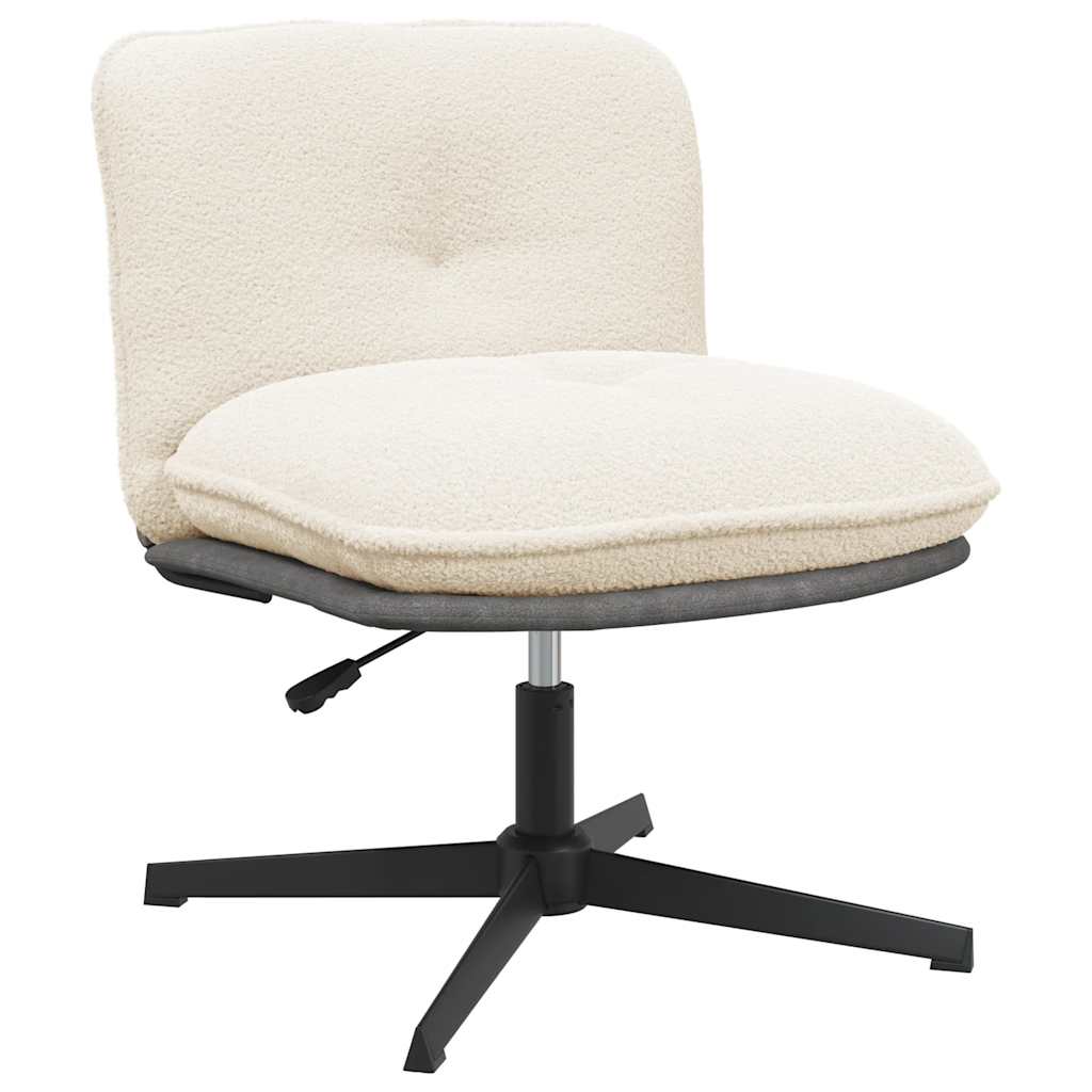 Office swivel chair cream-colored curly wool-like fabric