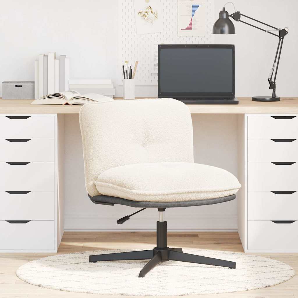 Office swivel chair cream-colored curly wool-like fabric