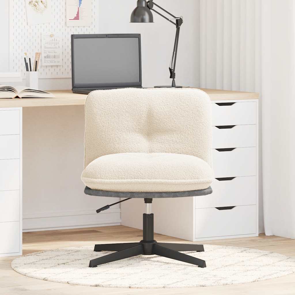 Office swivel chair cream-colored curly wool-like fabric