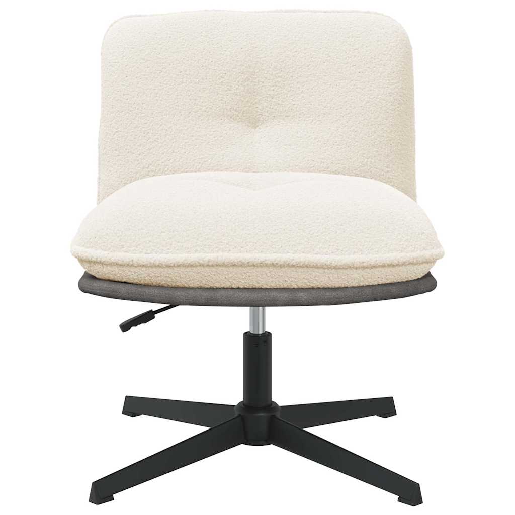 Office swivel chair cream-colored curly wool-like fabric