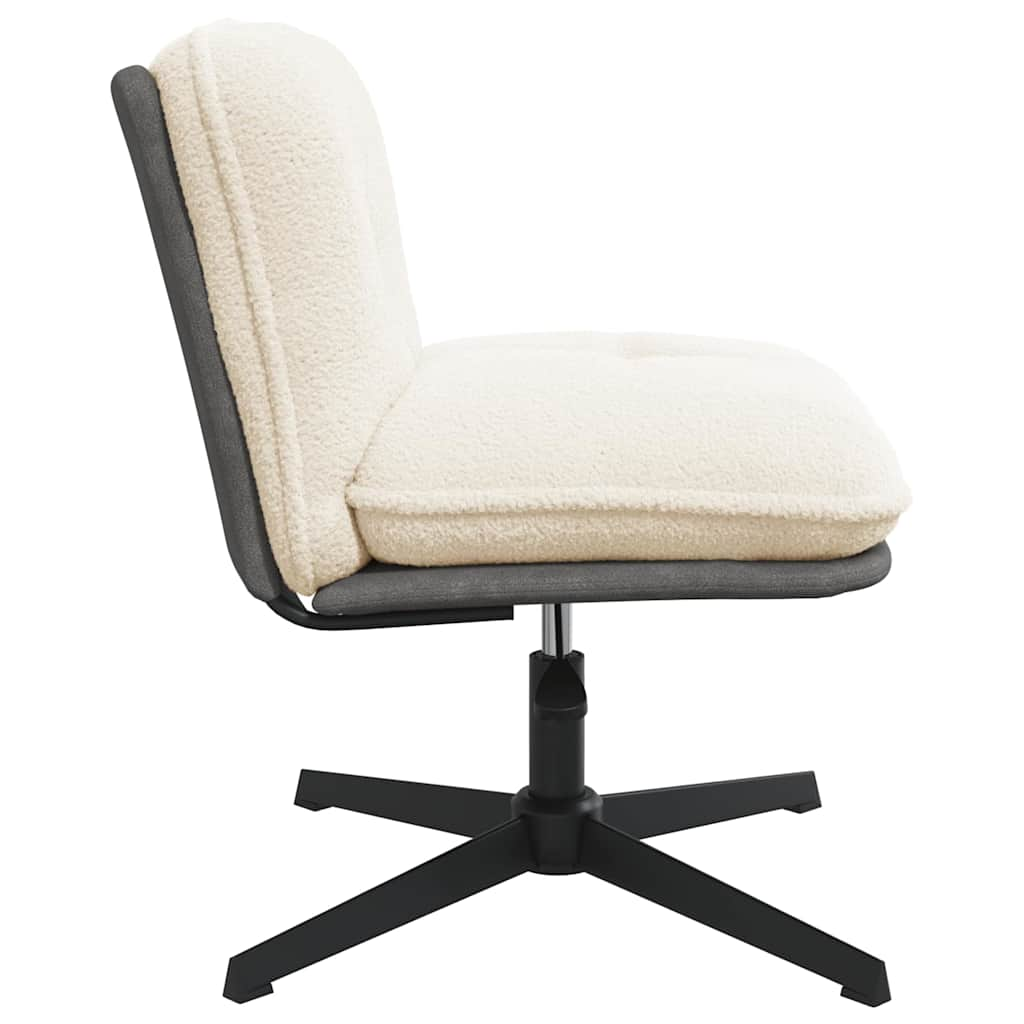 Office swivel chair cream-colored curly wool-like fabric