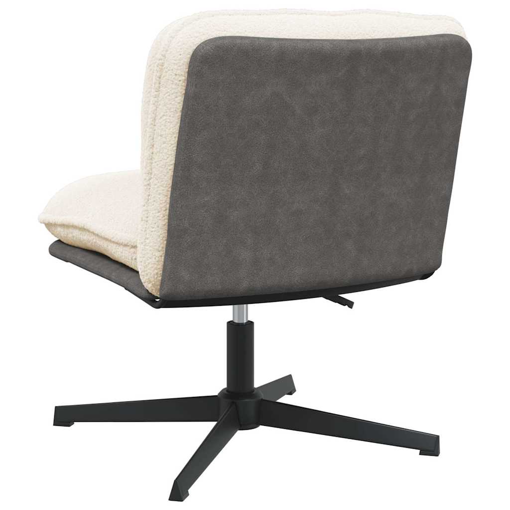 Office swivel chair cream-colored curly wool-like fabric