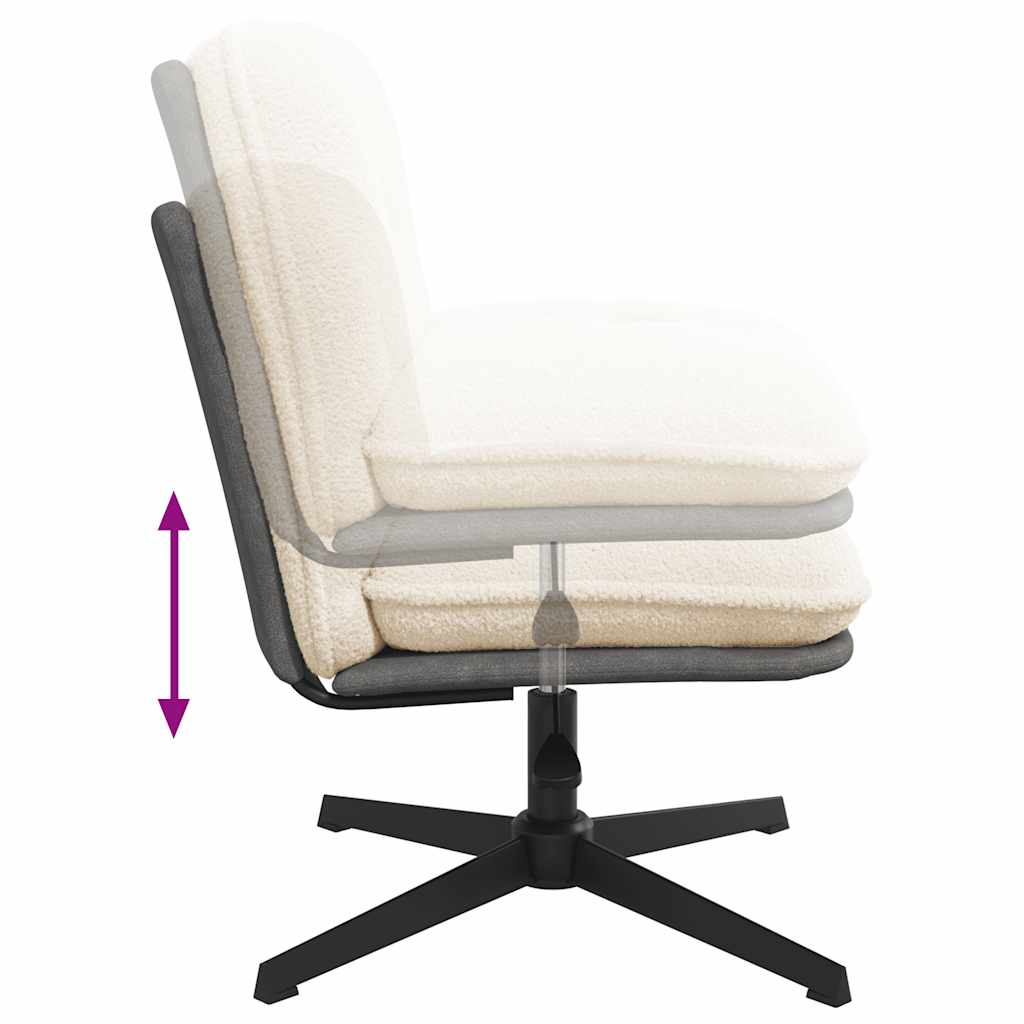 Office swivel chair cream-colored curly wool-like fabric