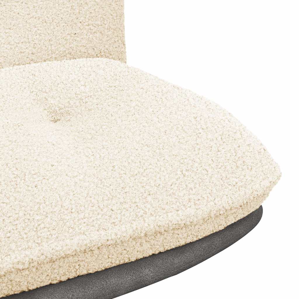 Office swivel chair cream-colored curly wool-like fabric