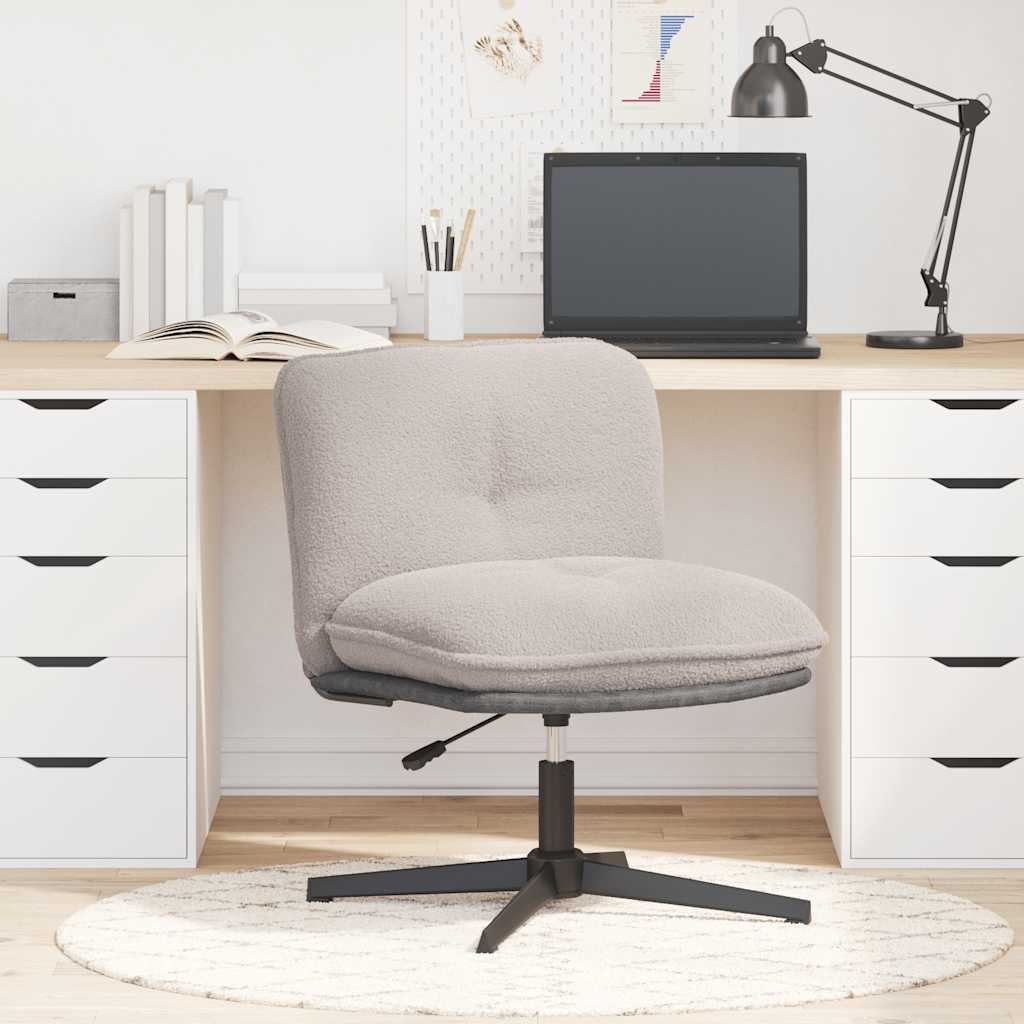 Office swivel chair light gray curly wool-like fabric