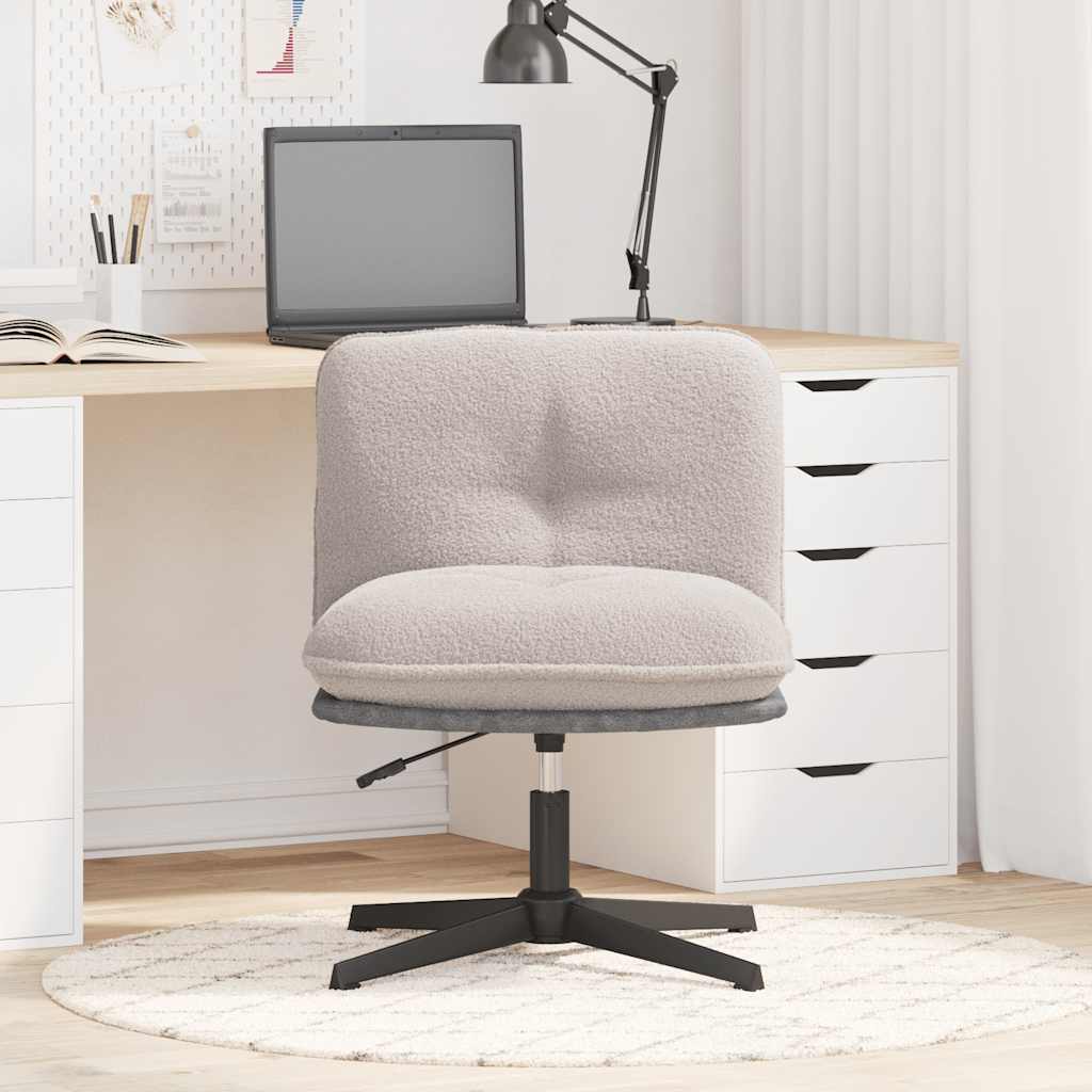 Office swivel chair light gray curly wool-like fabric