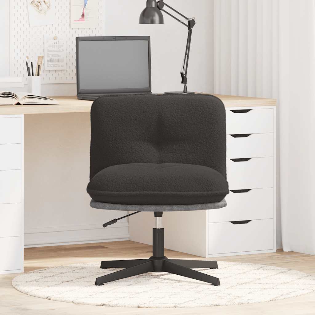 Office swivel chair dark grey curly wool-like fabric