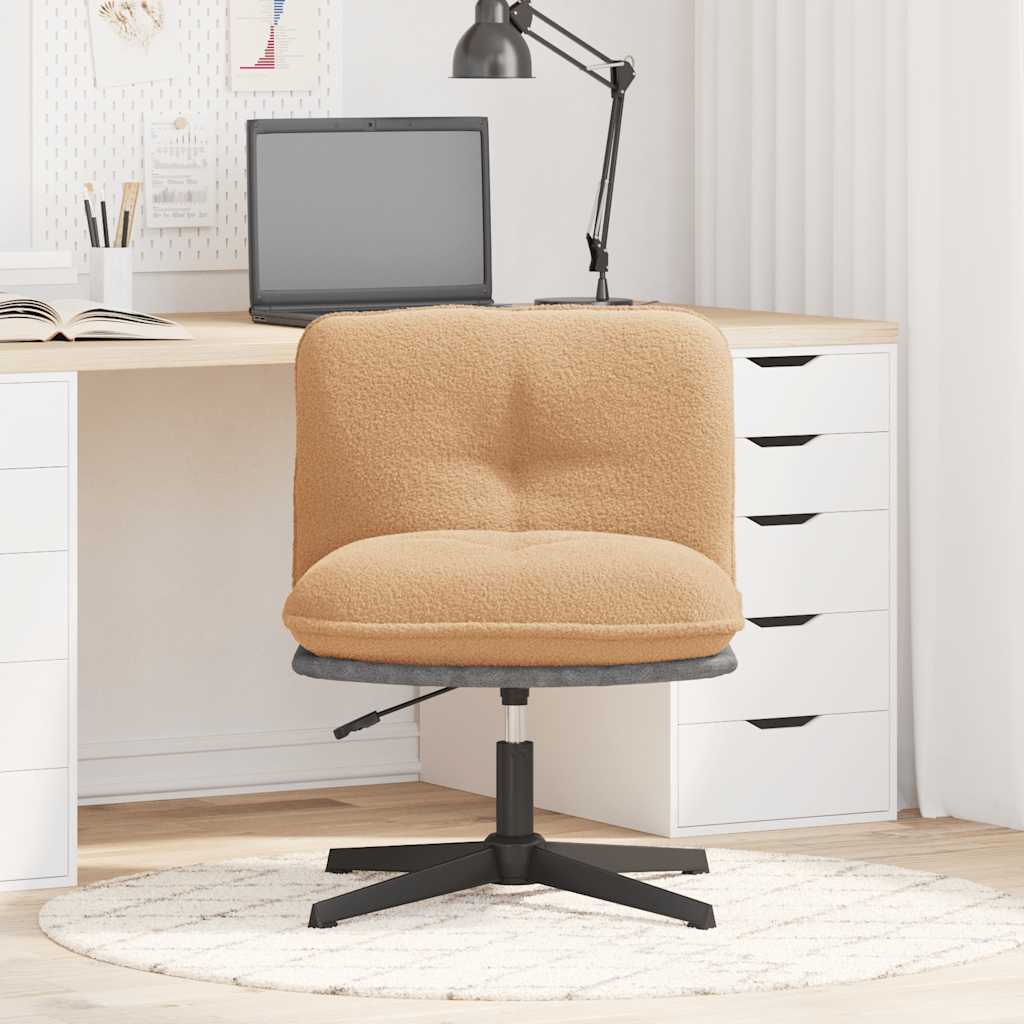 Office Swivel Chair Beige Curly Wool-like Fabric