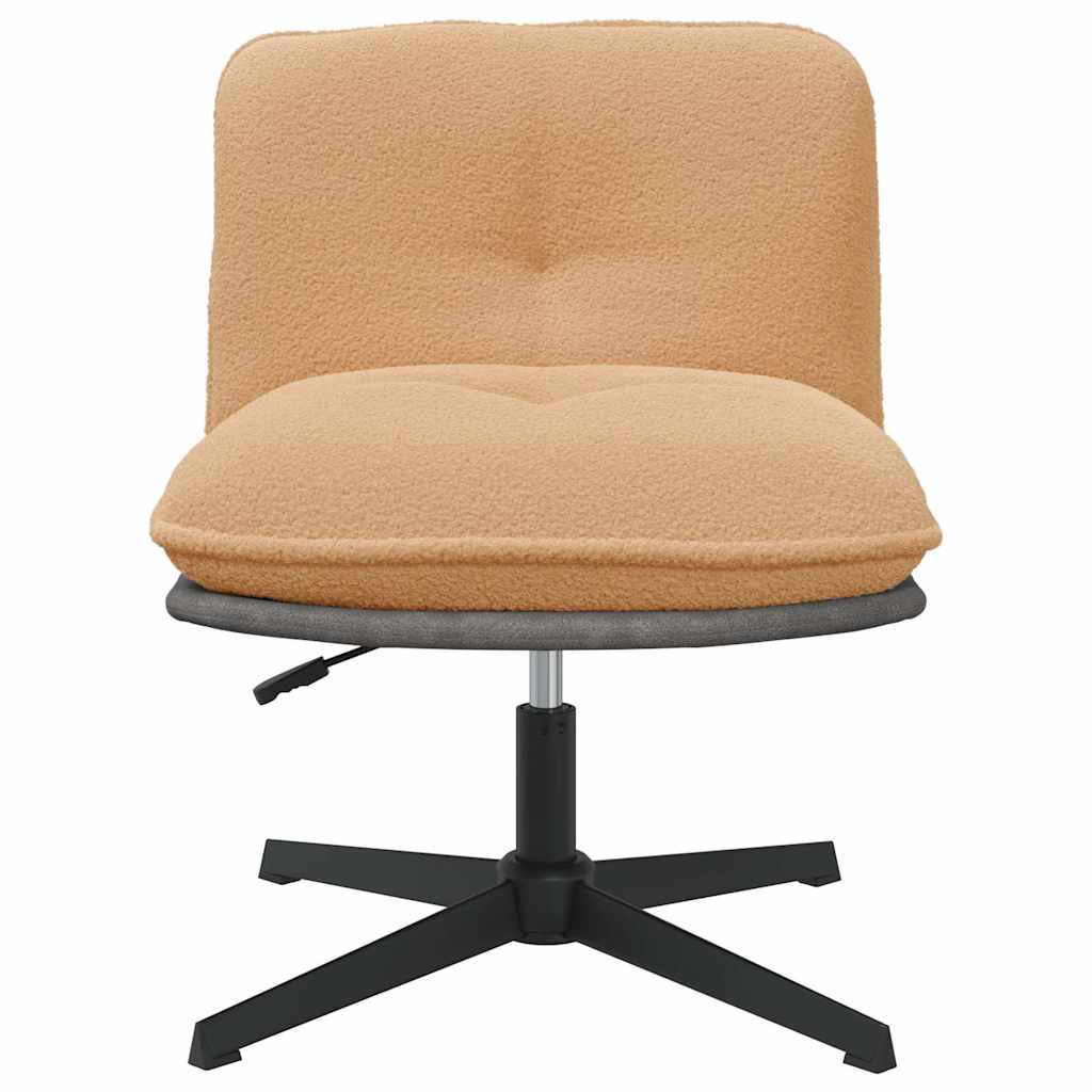 Office Swivel Chair Beige Curly Wool-like Fabric