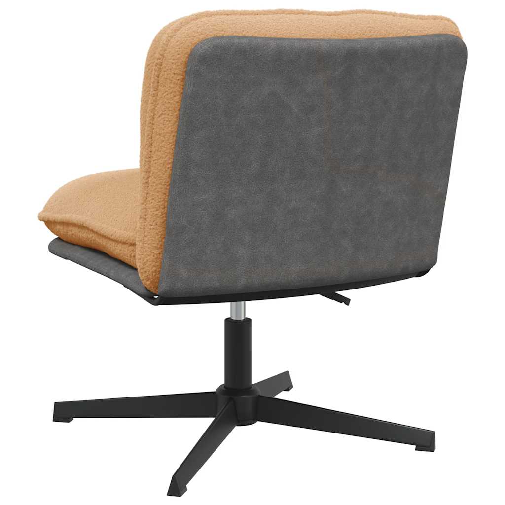 Office Swivel Chair Beige Curly Wool-like Fabric