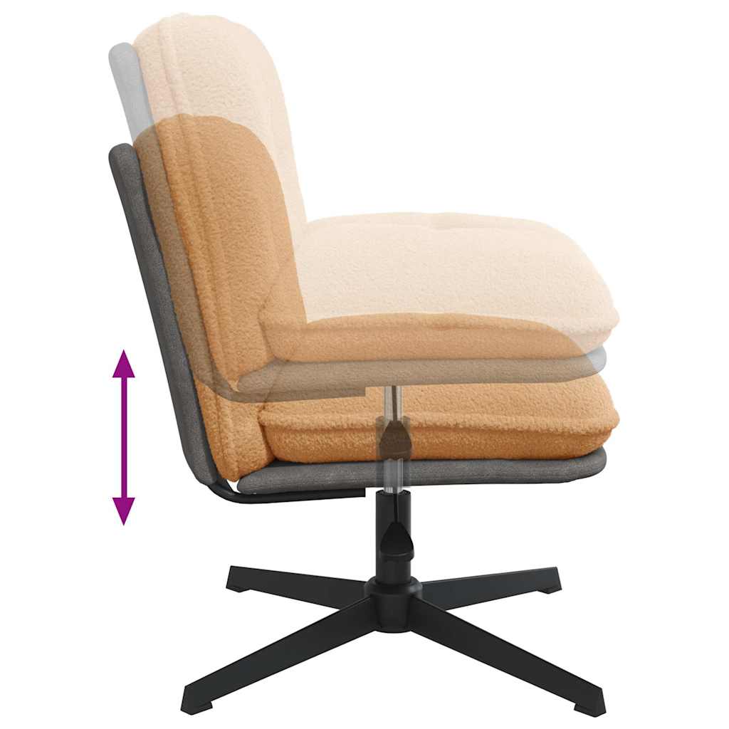 Office Swivel Chair Beige Curly Wool-like Fabric