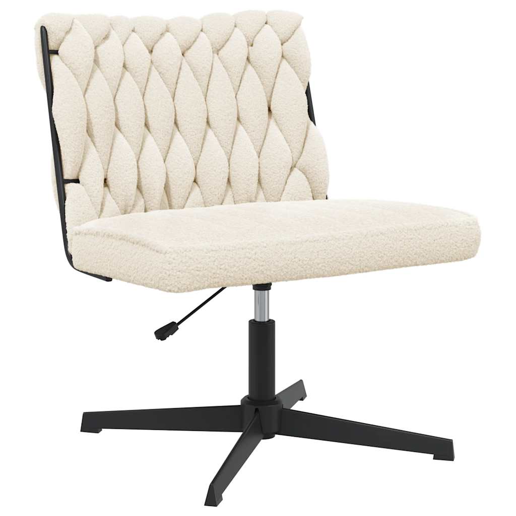 Office swivel chair cream-colored curly wool-like fabric